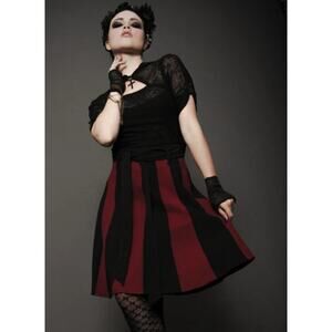 Ondine Heavy Red Couture Noir Rue Morgue Striation Skirt Red Black Size L